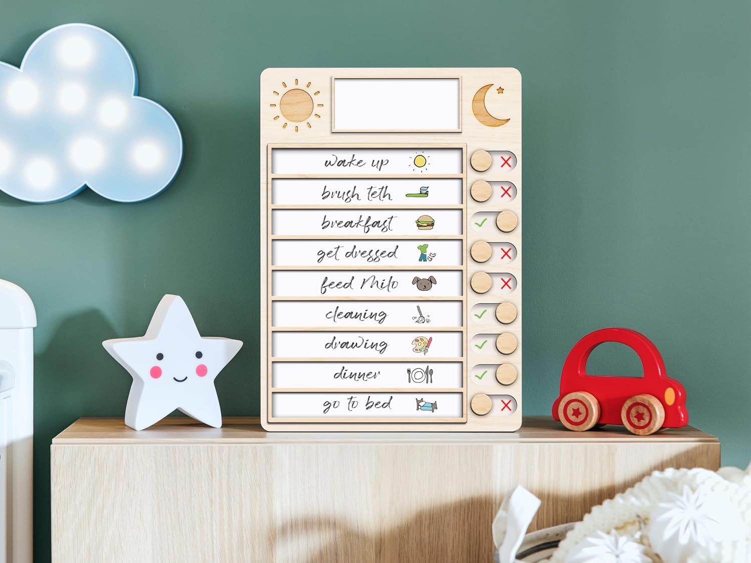 Workshop schedule on wooden board